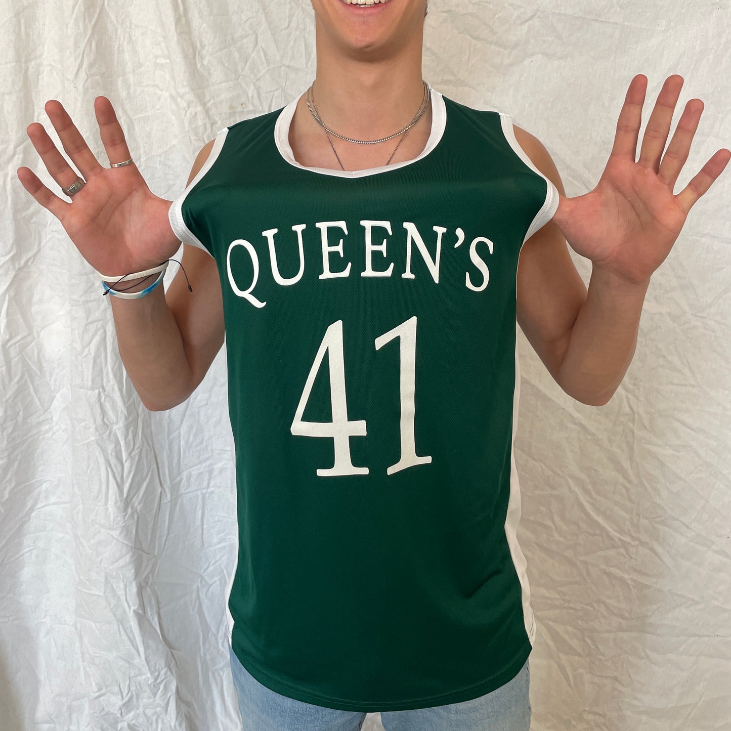 Queen's Retro Basketball Jersey - Forest Green