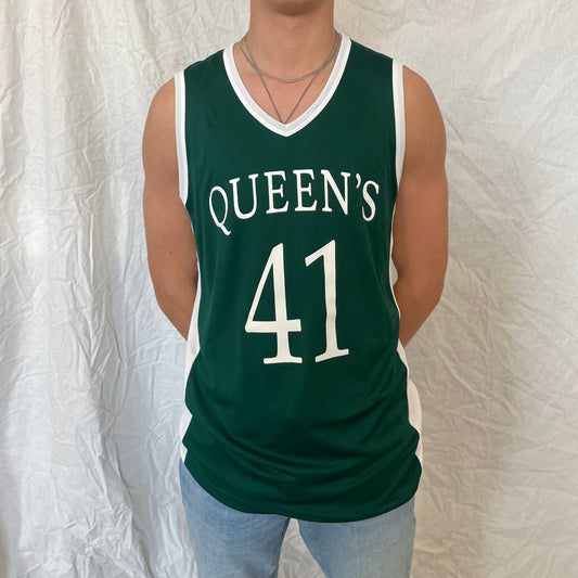 Queen's Retro Basketball Jersey - Forest Green