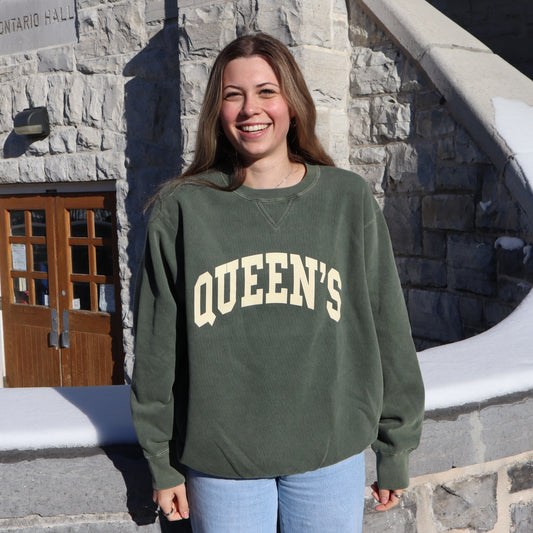 Queen's Varsity Redwood Crewneck - Heather Green